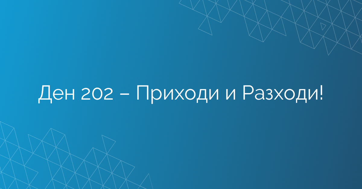 Ден 202 – Приходи и Разходи!