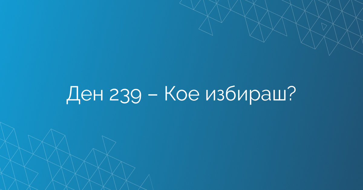 Ден 239 – Кое избираш?