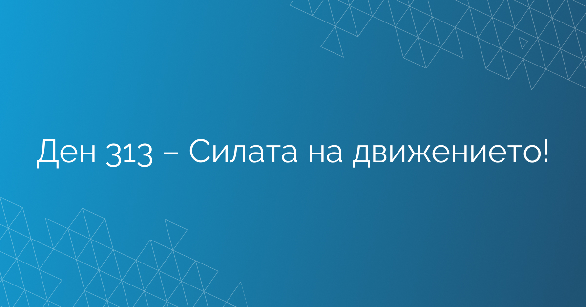 Ден 313 – Силата на движението!