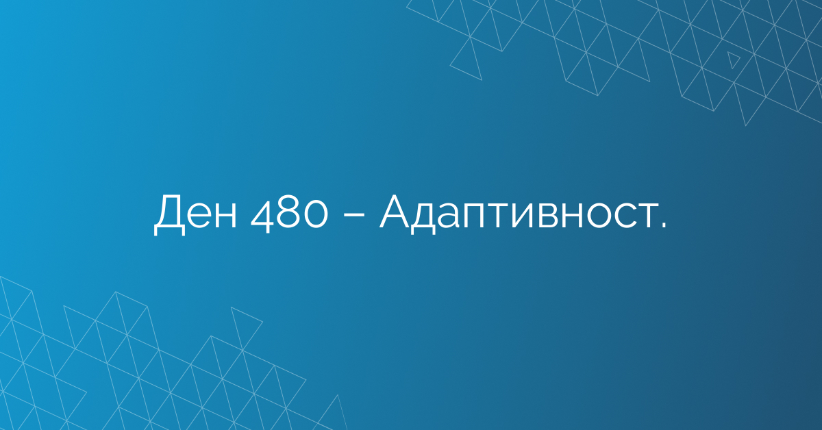 Ден 480 – Адаптивност.