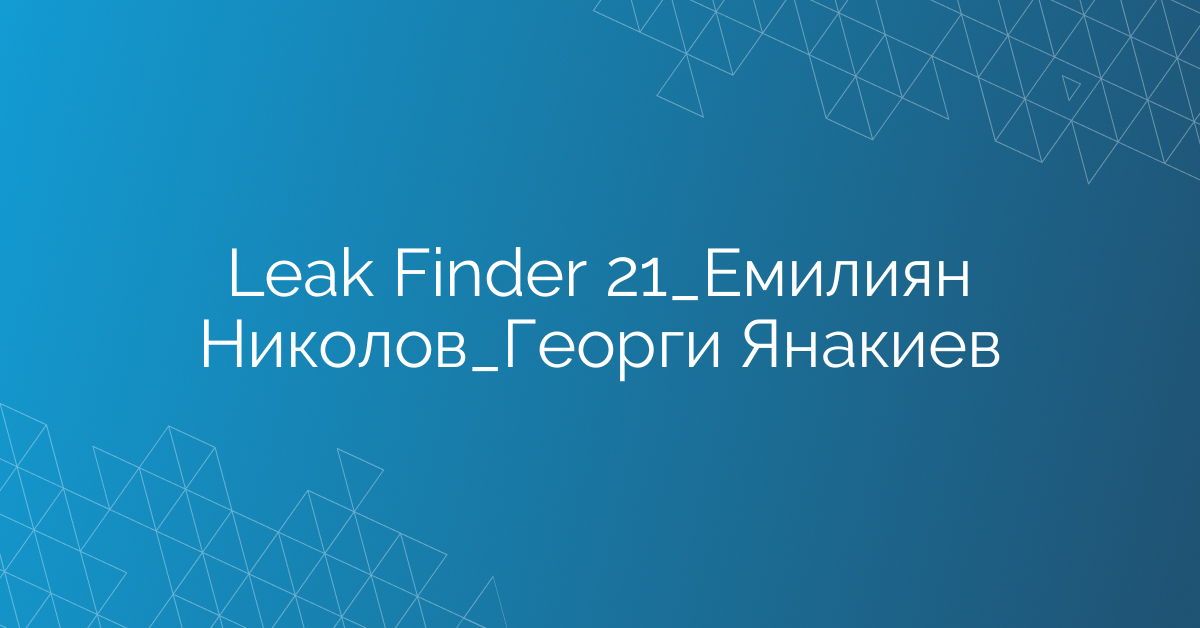 Leak Finder 21_Емилиян Николов_Георги Янакиев