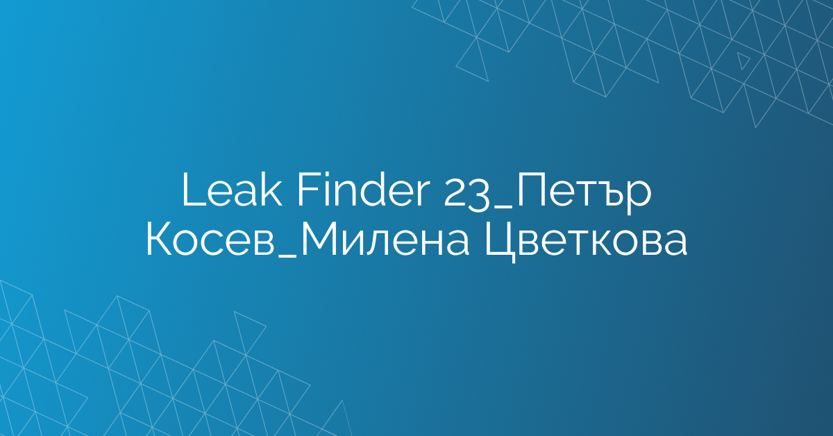 Leak Finder 23_Петър Косев_Милена Цветкова