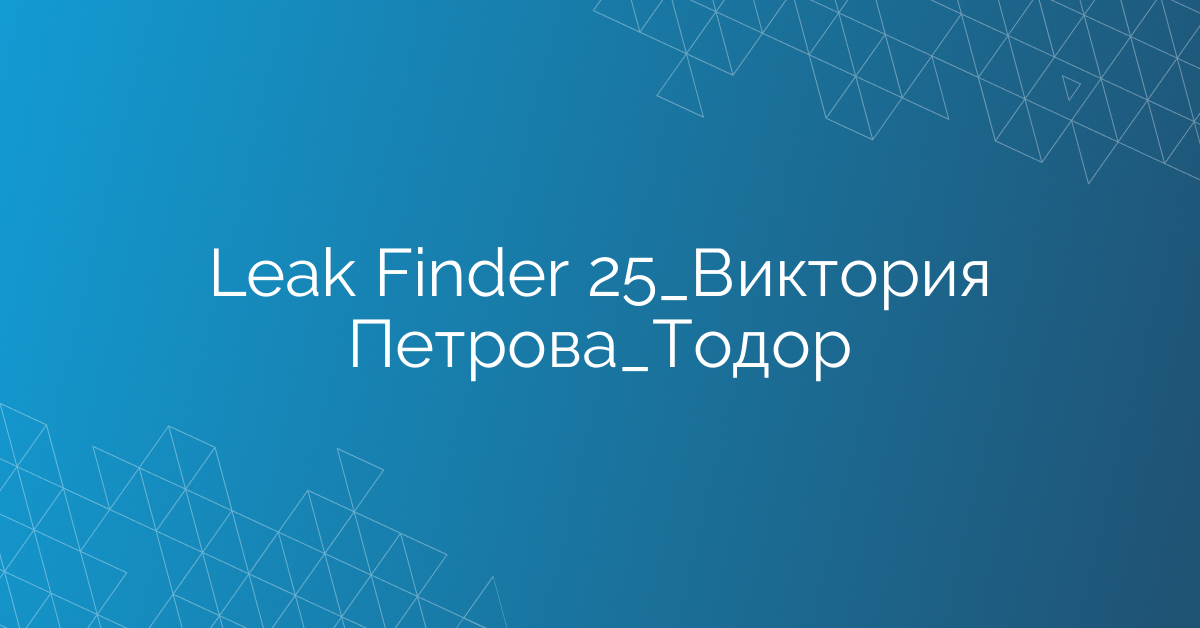 Leak Finder 25_Виктория Петрова_Тодор