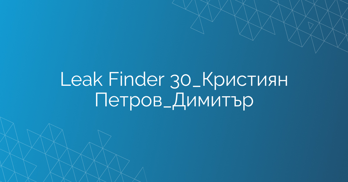 Leak Finder 30_Кристиян Петров_Димитър