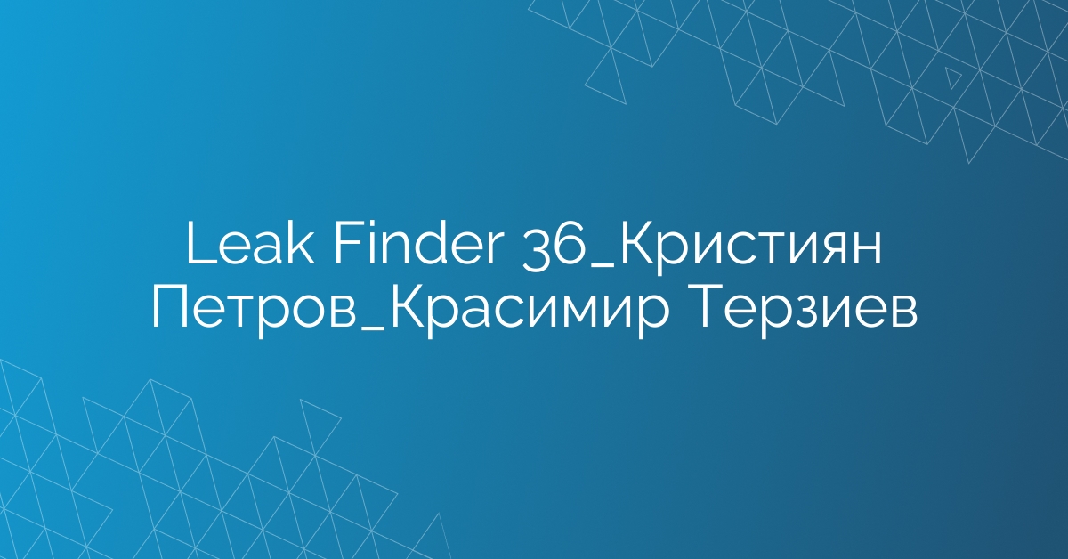 Leak Finder 36_Кристиян Петров_Красимир Терзиев