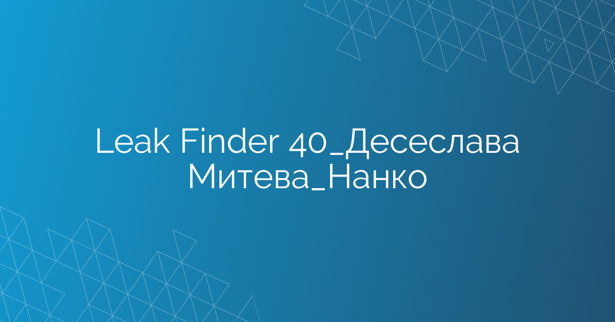 Leak Finder 40_Десеслава Митева_Нанко
