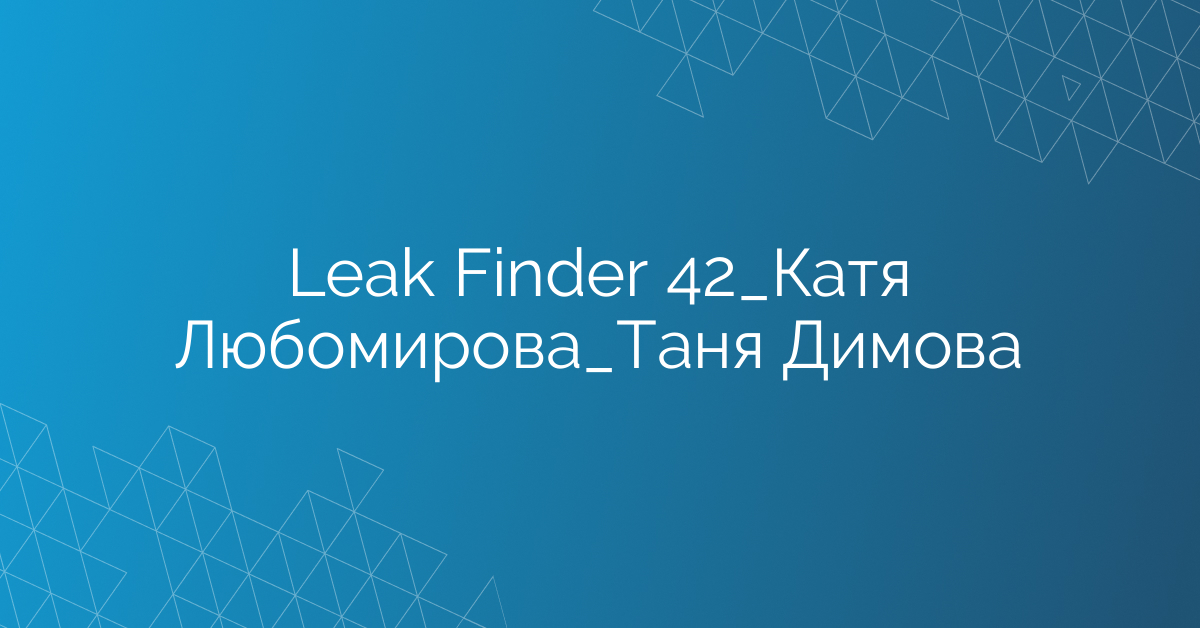 Leak Finder 42_Катя Любомирова_Таня Димова