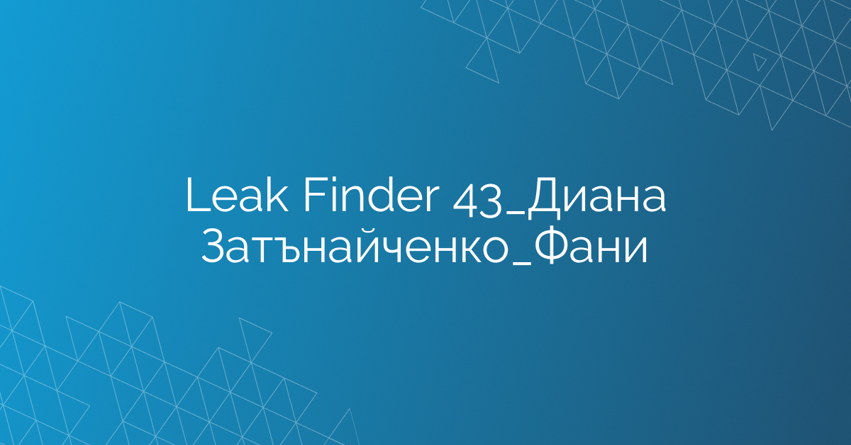Leak Finder 43_Диана Затънайченко_Фани