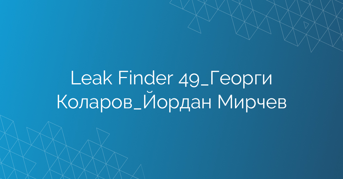 Leak Finder 49_Георги Коларов_Йордан Мирчев